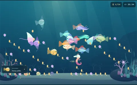 Colorful fish swimming in a sunlit Riftfin aquarium